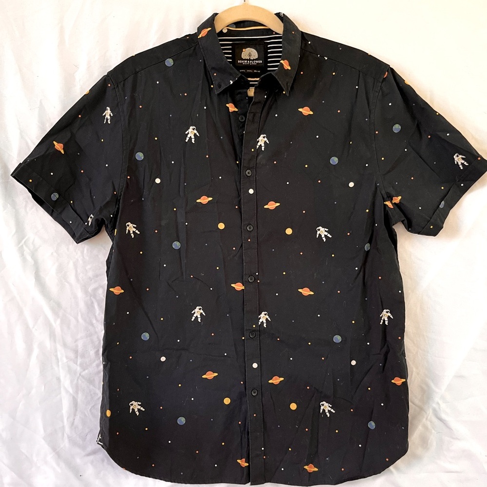 Denim & Flower - Outer space button up - Mens Large